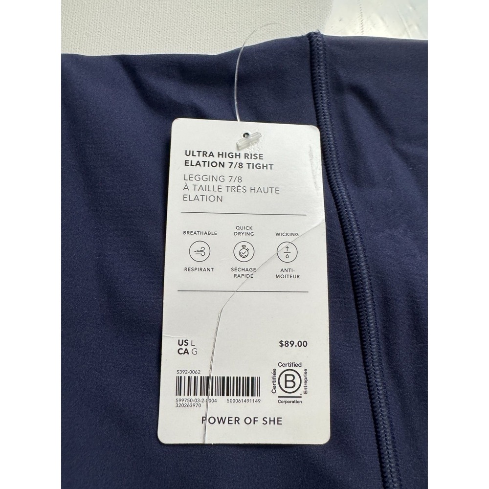 Athleta Ultra High Rise Elation 7/8 Tight Leggings Women's L Navy Blue NWT - Picture 5 of 7